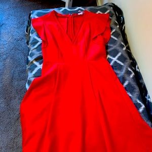 Red deep v-neck dress